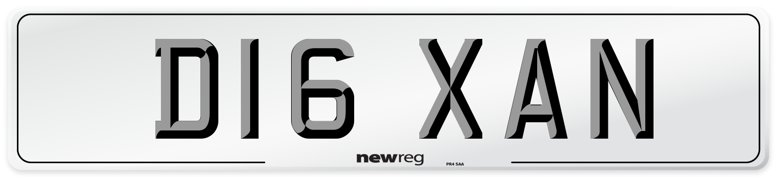 D16 XAN Number Plate from New Reg